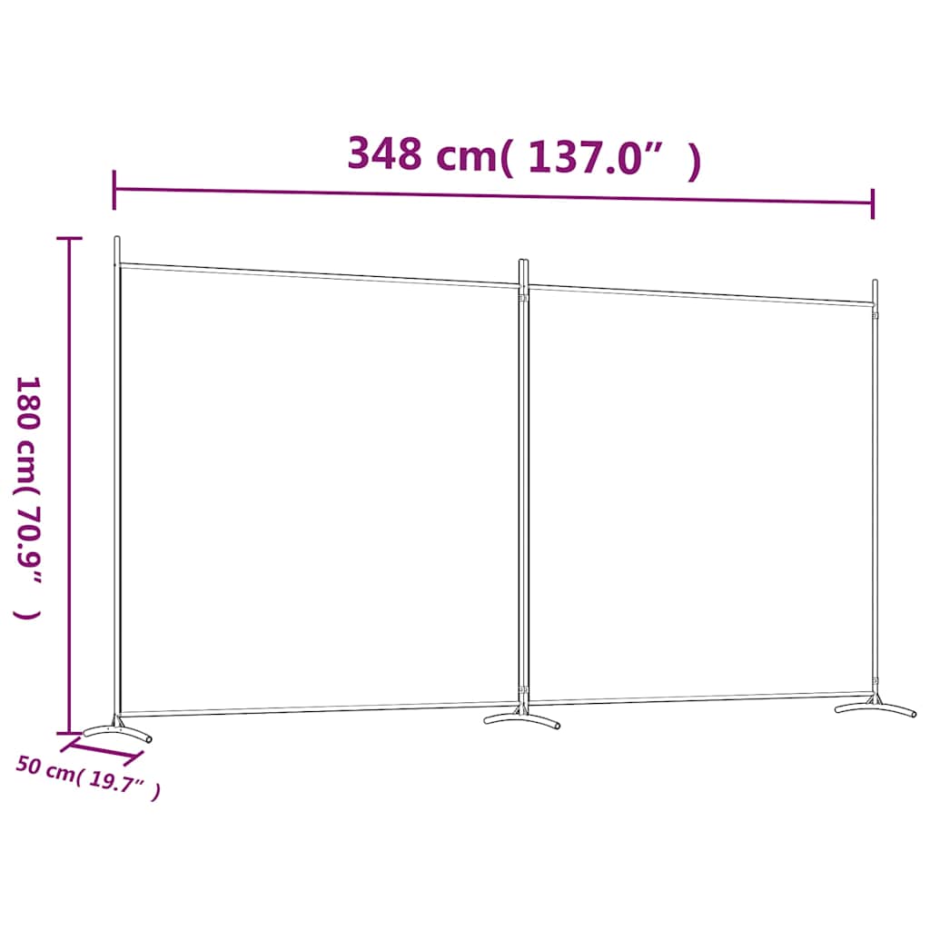 2-Panel Fabric Room Divider 348x180cm Black | HomeAndLiving