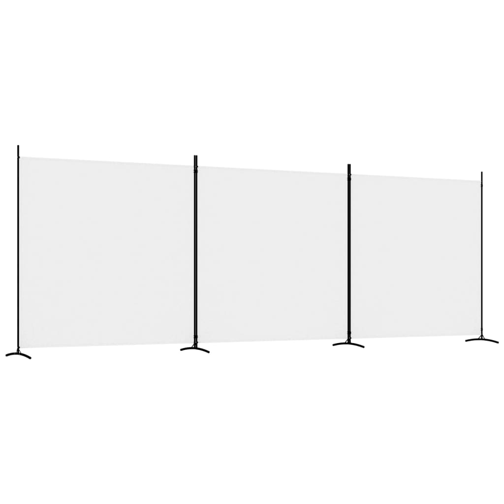 3 Panel Room Divider 525x180cm White Fabric | HomeAndLiving