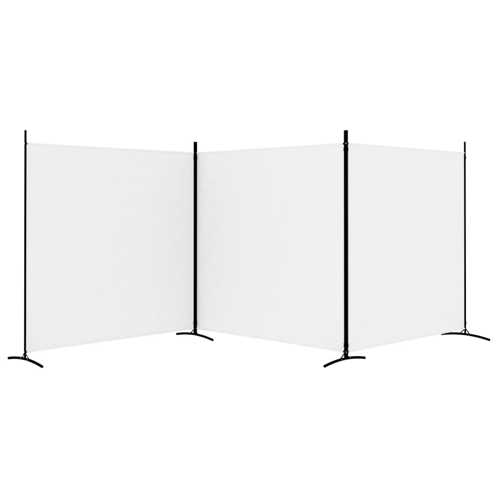 3 Panel Room Divider 525x180cm White Fabric | HomeAndLiving