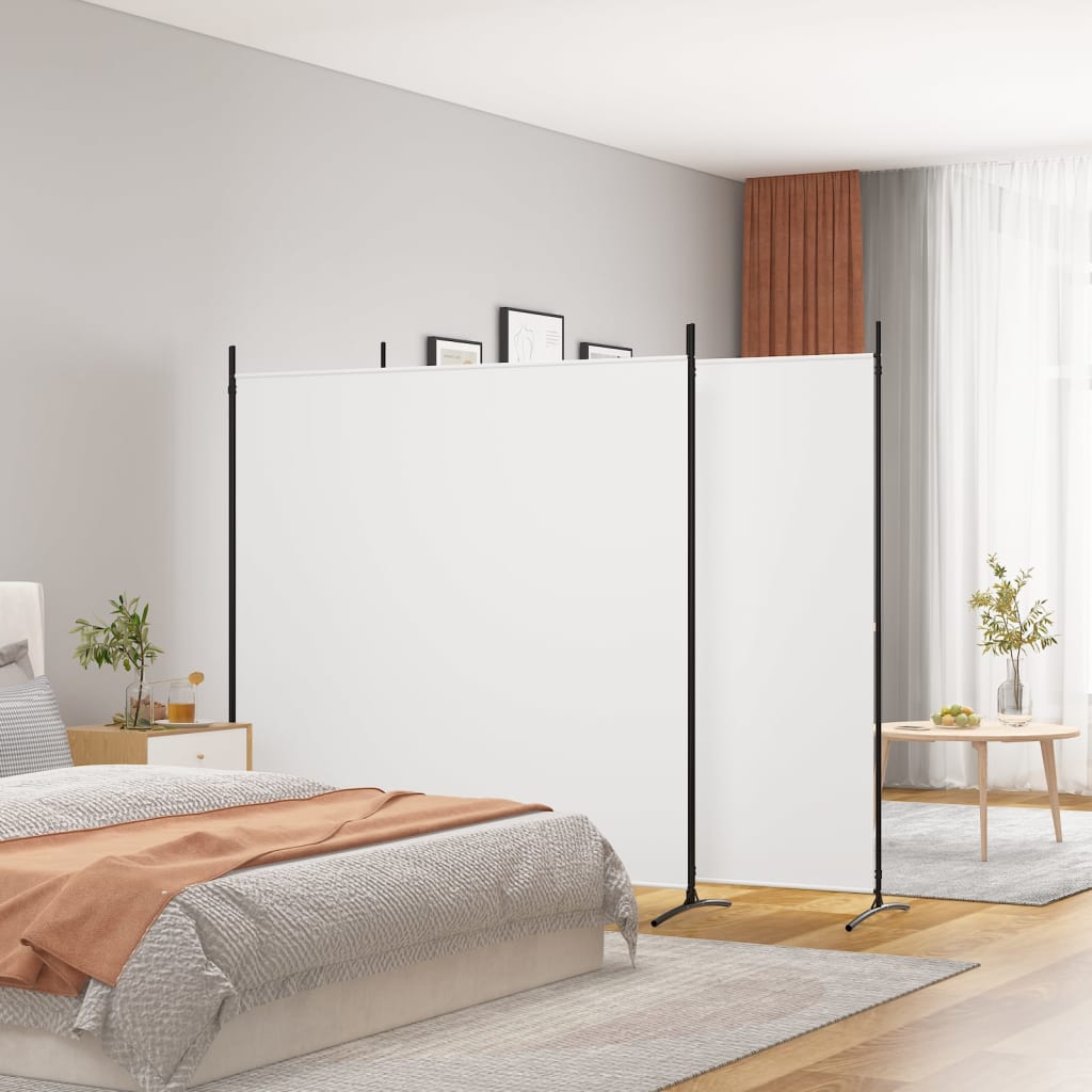 3 Panel Room Divider 525x180cm White Fabric | HomeAndLiving