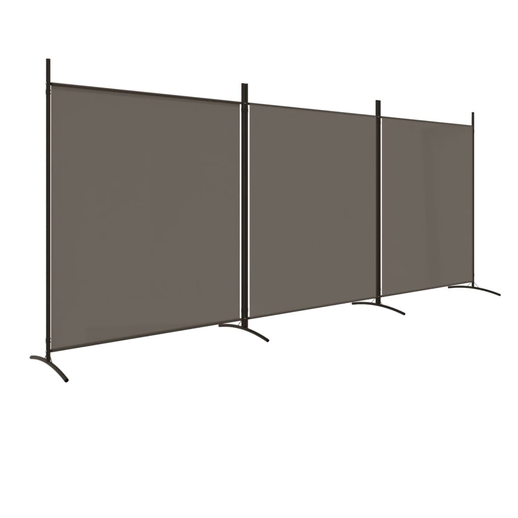 3-Panel Room Divider 525cm Anthracite Fabric | HomeAndLiving