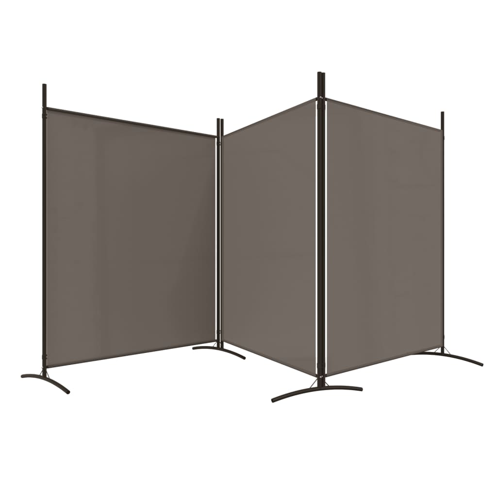 3-Panel Room Divider 525cm Anthracite Fabric | HomeAndLiving