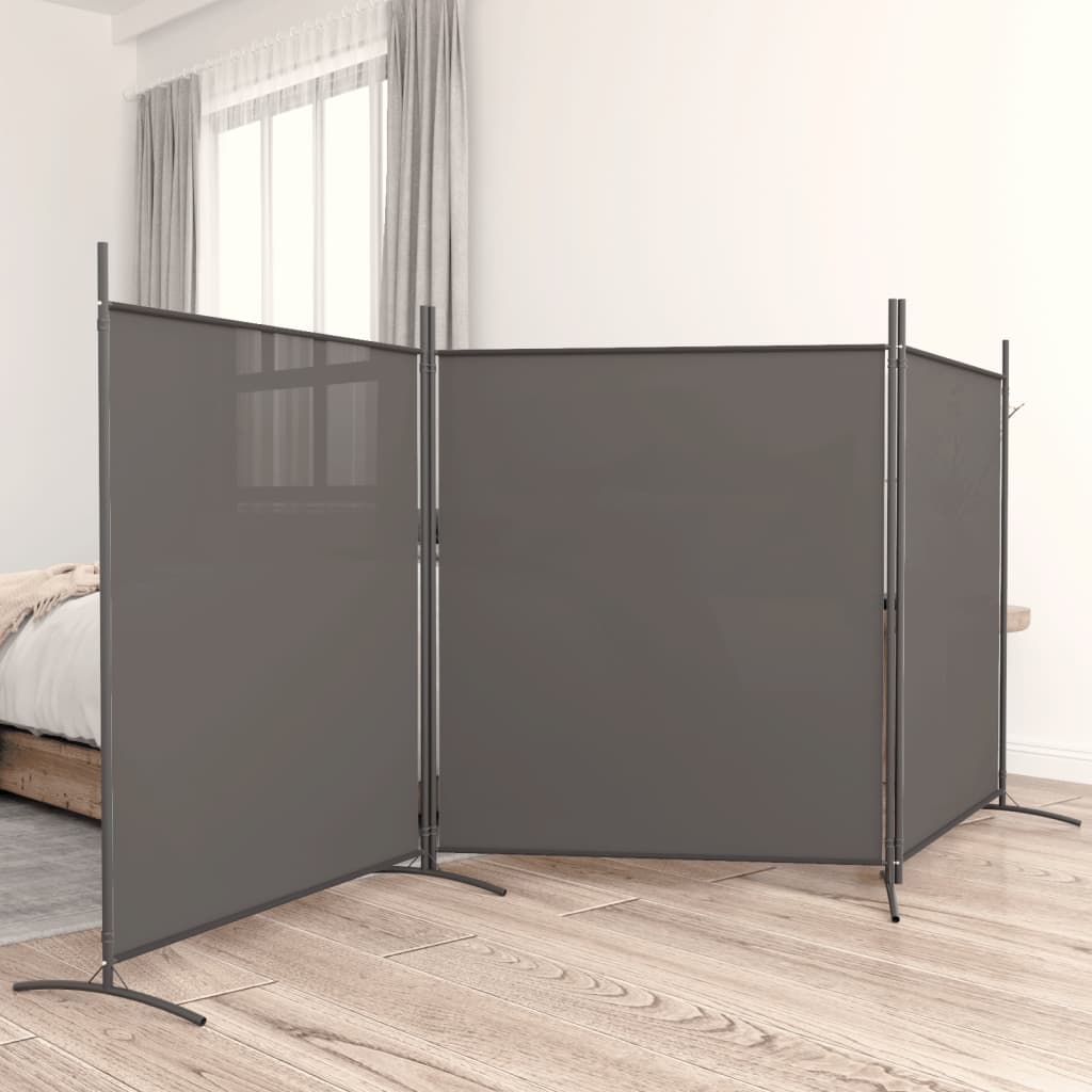 3-Panel Room Divider 525cm Anthracite Fabric | HomeAndLiving