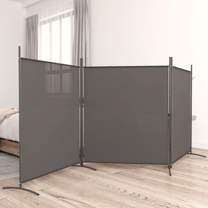 3-Panel Room Divider 525cm Anthracite Fabric | HomeAndLiving