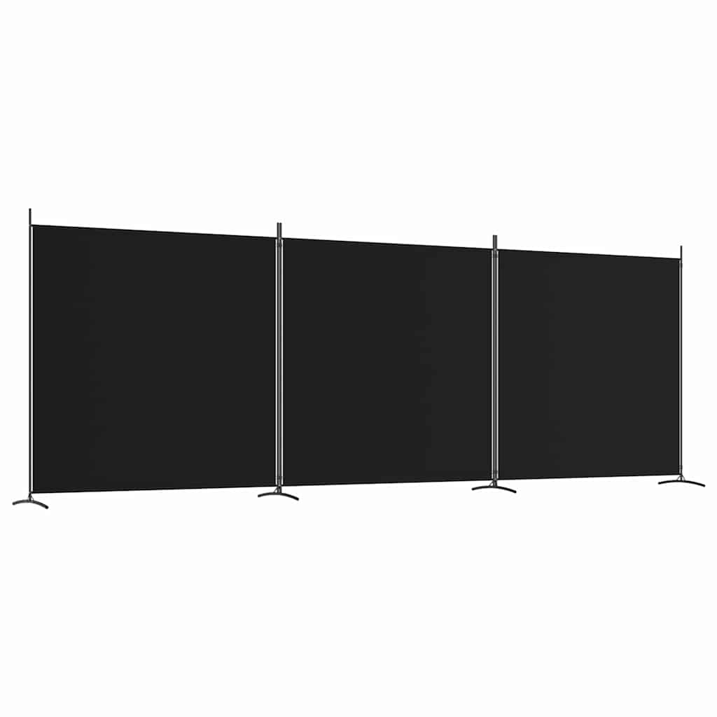 3 Panel Room Divider Black Fabric 525cm | HomeAndLiving