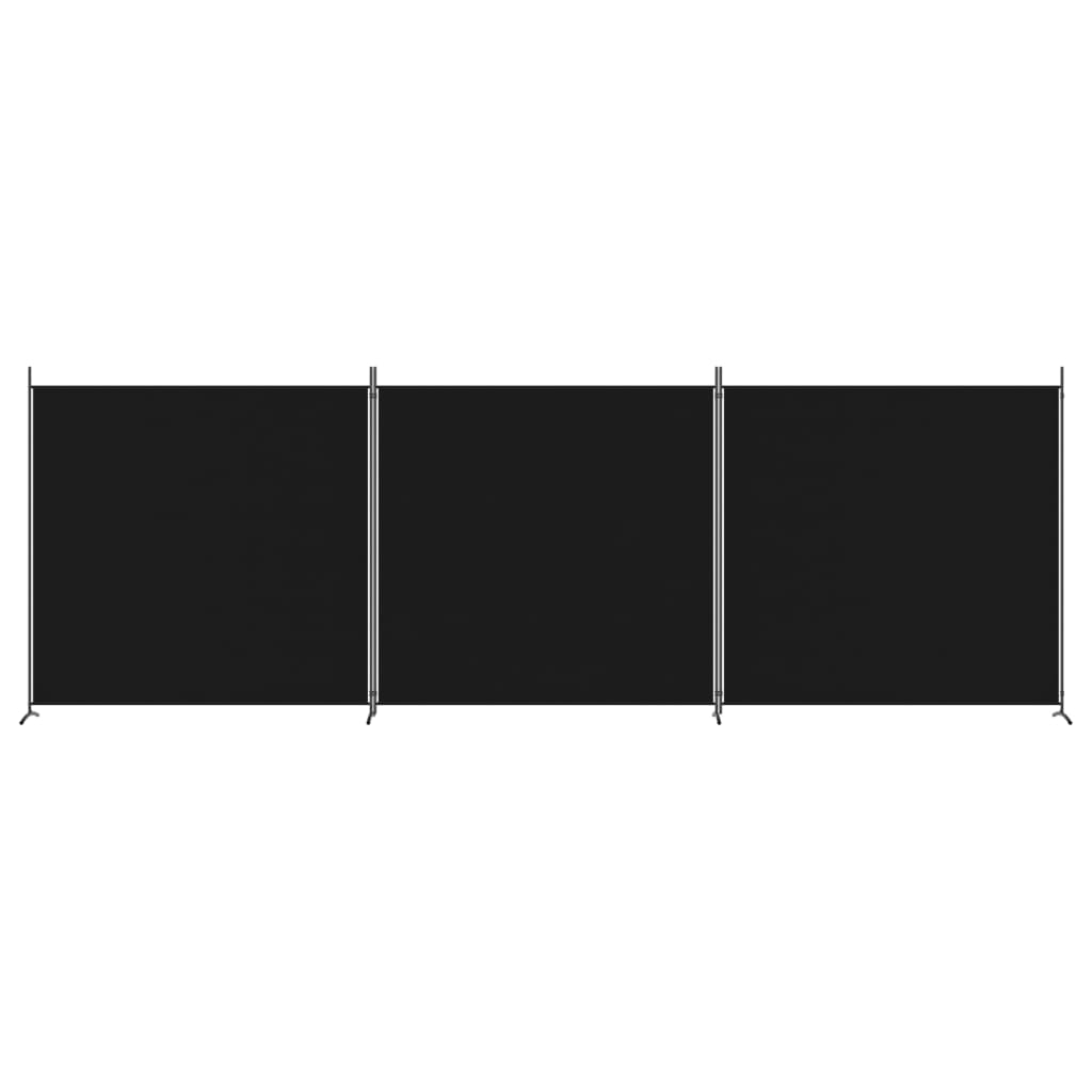 3 Panel Room Divider Black Fabric 525cm | HomeAndLiving
