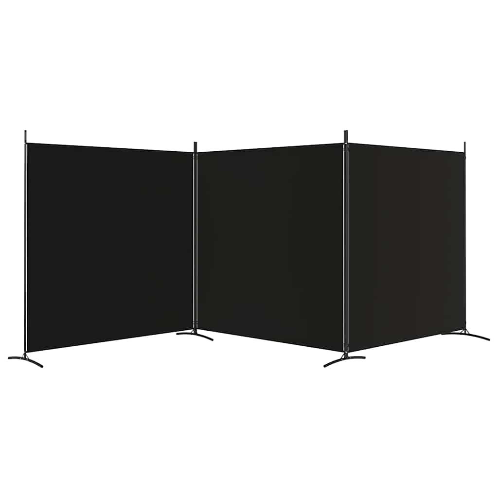 3 Panel Room Divider Black Fabric 525cm | HomeAndLiving