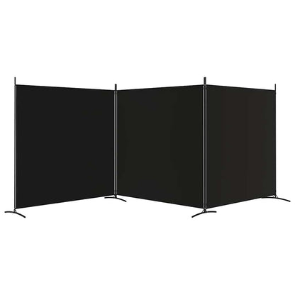 3 Panel Room Divider Black Fabric 525cm | HomeAndLiving