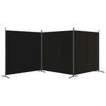 3 Panel Room Divider Black Fabric 525cm | HomeAndLiving