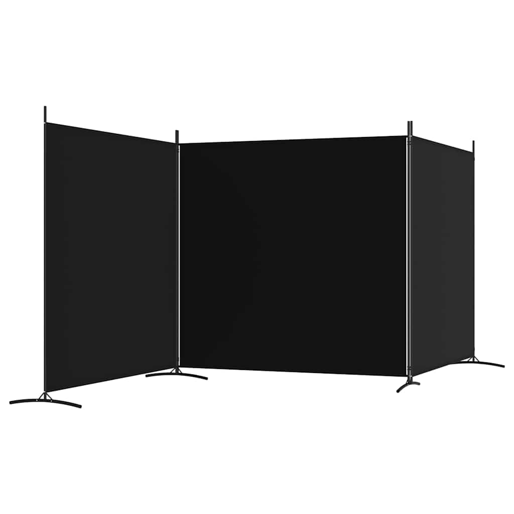3 Panel Room Divider Black Fabric 525cm | HomeAndLiving