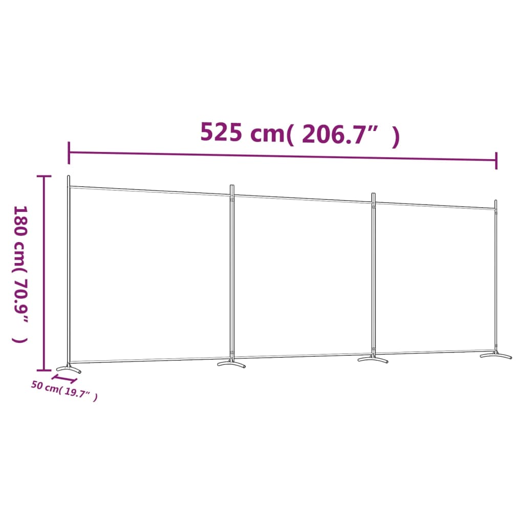 3 Panel Room Divider Black Fabric 525cm | HomeAndLiving