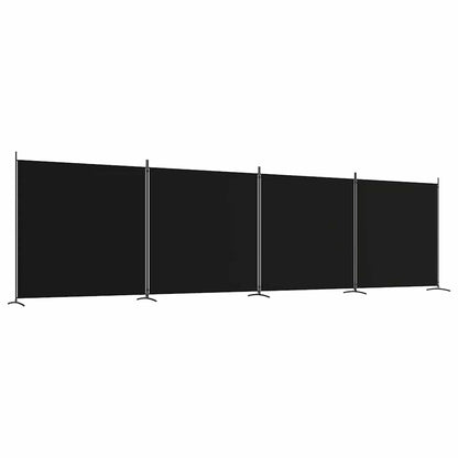 4-Panel Room Divider Black Fabric 698x180cm | HomeAndLiving