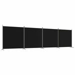 4-Panel Room Divider Black Fabric 698x180cm | HomeAndLiving