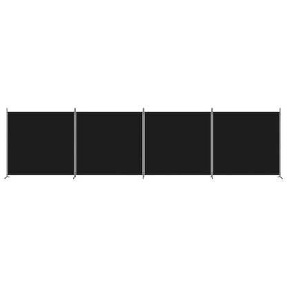 4-Panel Room Divider Black Fabric 698x180cm | HomeAndLiving