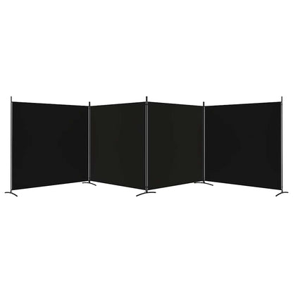 4-Panel Room Divider Black Fabric 698x180cm | HomeAndLiving