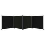 4-Panel Room Divider Black Fabric 698x180cm | HomeAndLiving