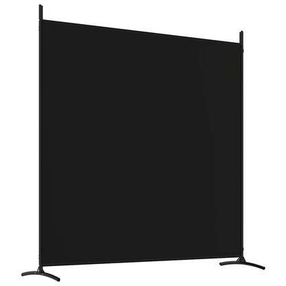 4-Panel Room Divider Black Fabric 698x180cm | HomeAndLiving