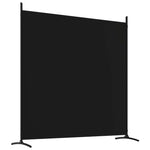 4-Panel Room Divider Black Fabric 698x180cm | HomeAndLiving
