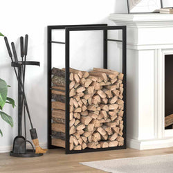 Steel Firewood Rack Matt Black 94cm | HomeAndLiving