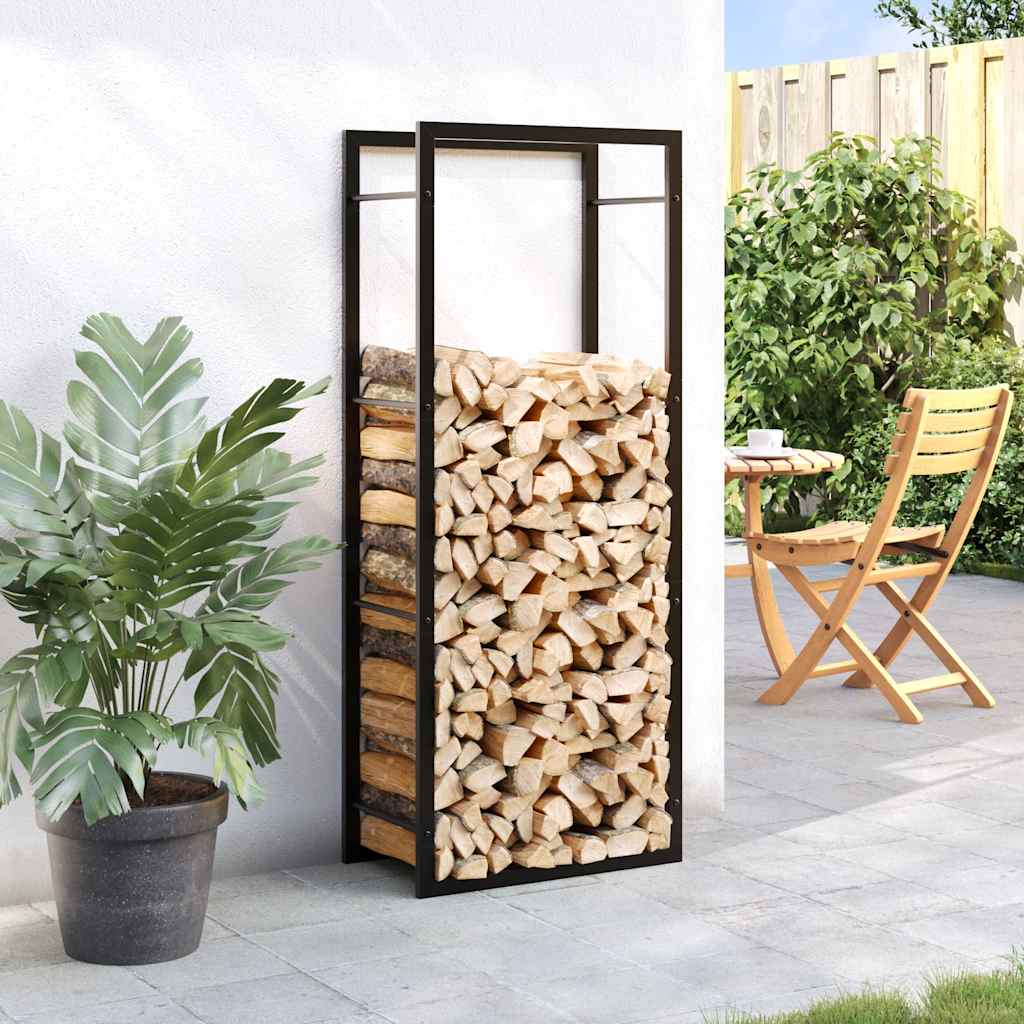 Steel Firewood Rack Matt Black 132cm | HomeAndLiving