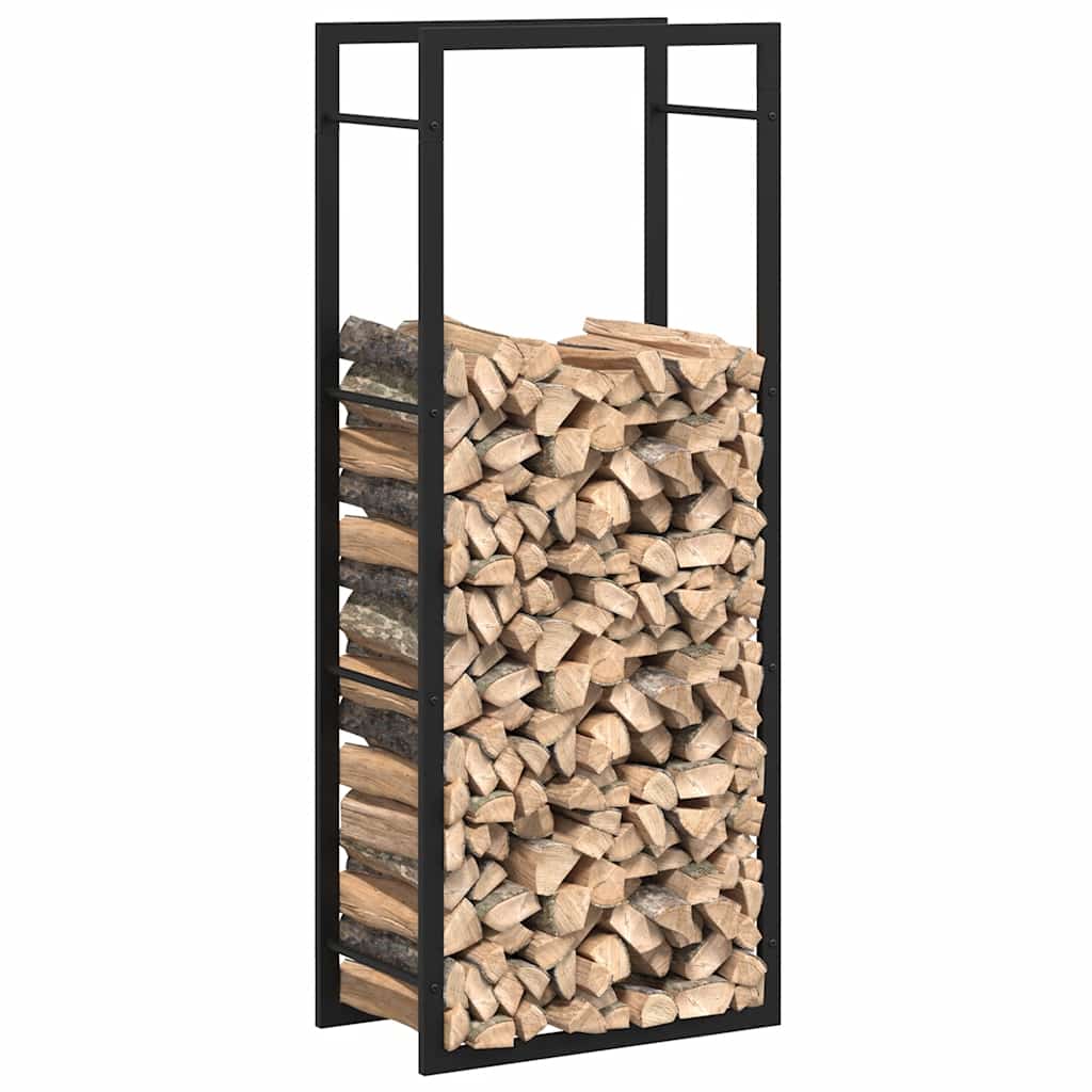 Steel Firewood Rack Matt Black 132cm | HomeAndLiving
