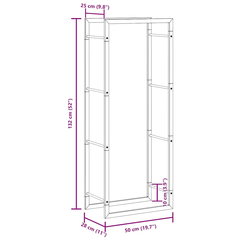 Steel Firewood Rack Matt Black 132cm | HomeAndLiving