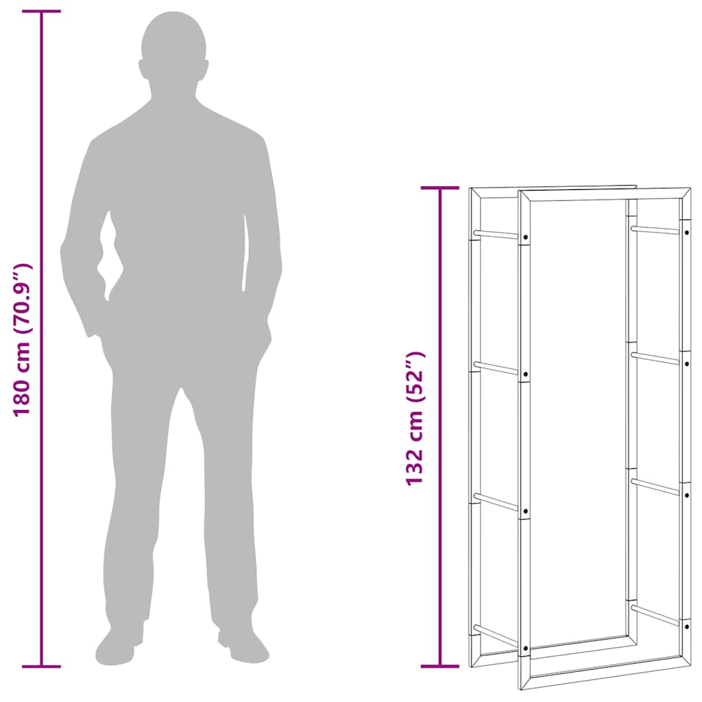 Steel Firewood Rack Matt Black 132cm | HomeAndLiving