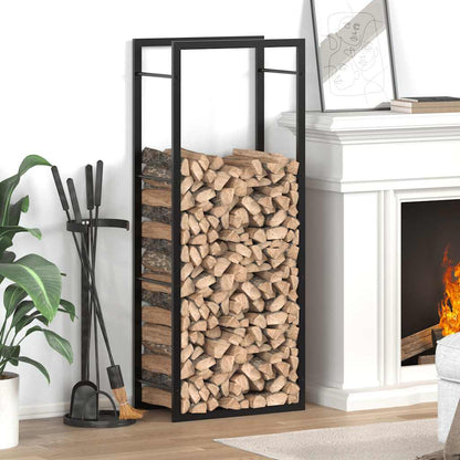 Steel Firewood Rack Matt Black 132cm | HomeAndLiving
