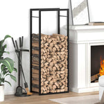 Steel Firewood Rack Matt Black 132cm | HomeAndLiving