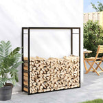 Steel Firewood Rack Matt Black 110x116cm | HomeAndLiving