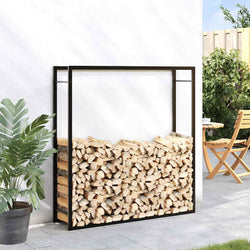 Steel Firewood Rack Matt Black 110x116cm | HomeAndLiving