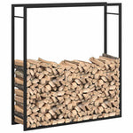 Steel Firewood Rack Matt Black 110x116cm | HomeAndLiving