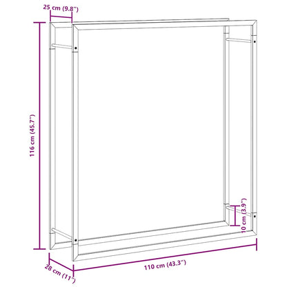 Steel Firewood Rack Matt Black 110x116cm | HomeAndLiving