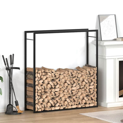 Steel Firewood Rack Matt Black 110x116cm | HomeAndLiving