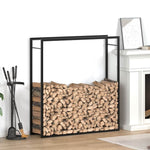 Steel Firewood Rack Matt Black 110x116cm | HomeAndLiving