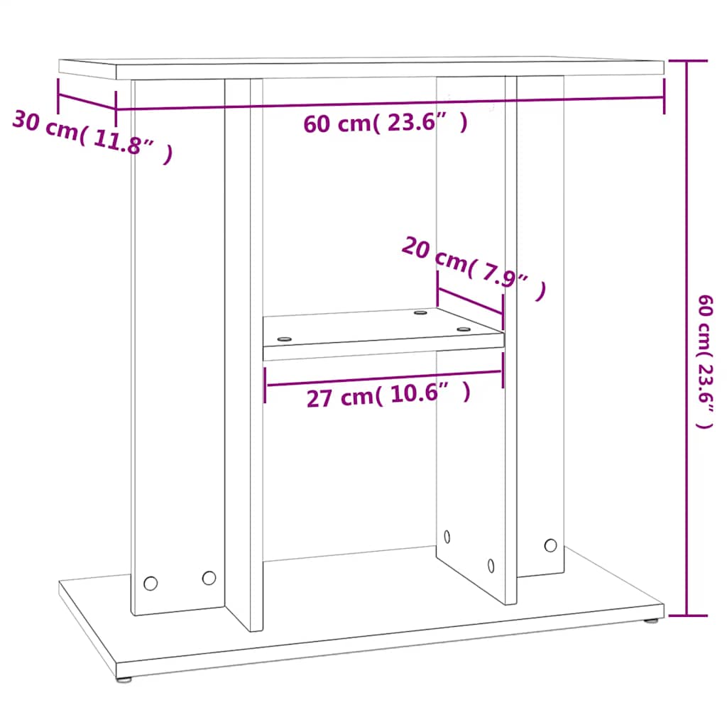 Aquarium Stand 60x30x60cm White Engineered Wood | HomeAndLiving