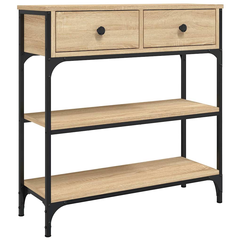 Sonoma Oak Console Table Metal Frame Shelf | HomeAndLiving