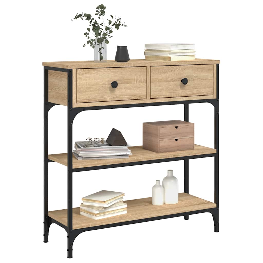 Sonoma Oak Console Table Metal Frame Shelf | HomeAndLiving