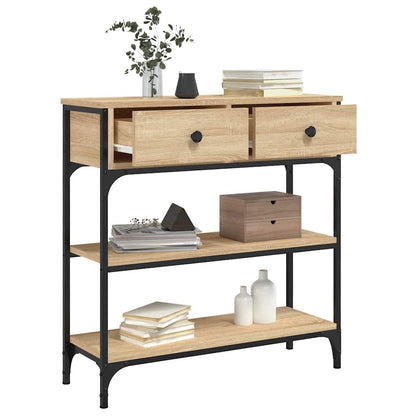 Sonoma Oak Console Table Metal Frame Shelf | HomeAndLiving