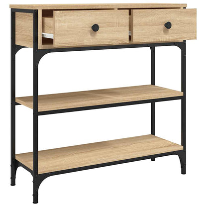 Sonoma Oak Console Table Metal Frame Shelf | HomeAndLiving