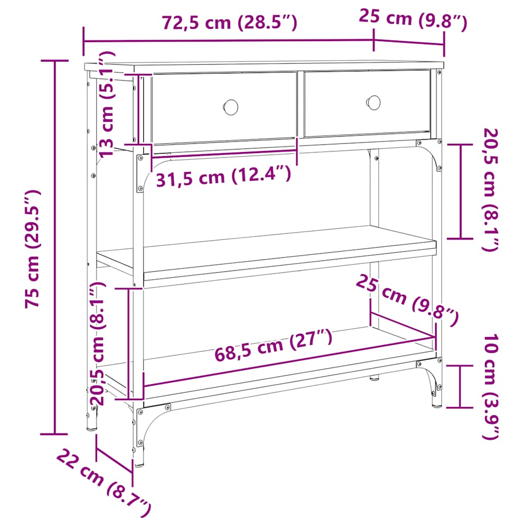Sonoma Oak Console Table Metal Frame Shelf | HomeAndLiving