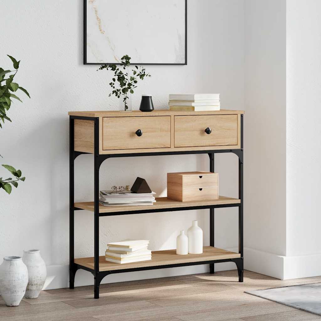 Sonoma Oak Console Table Metal Frame Shelf | HomeAndLiving