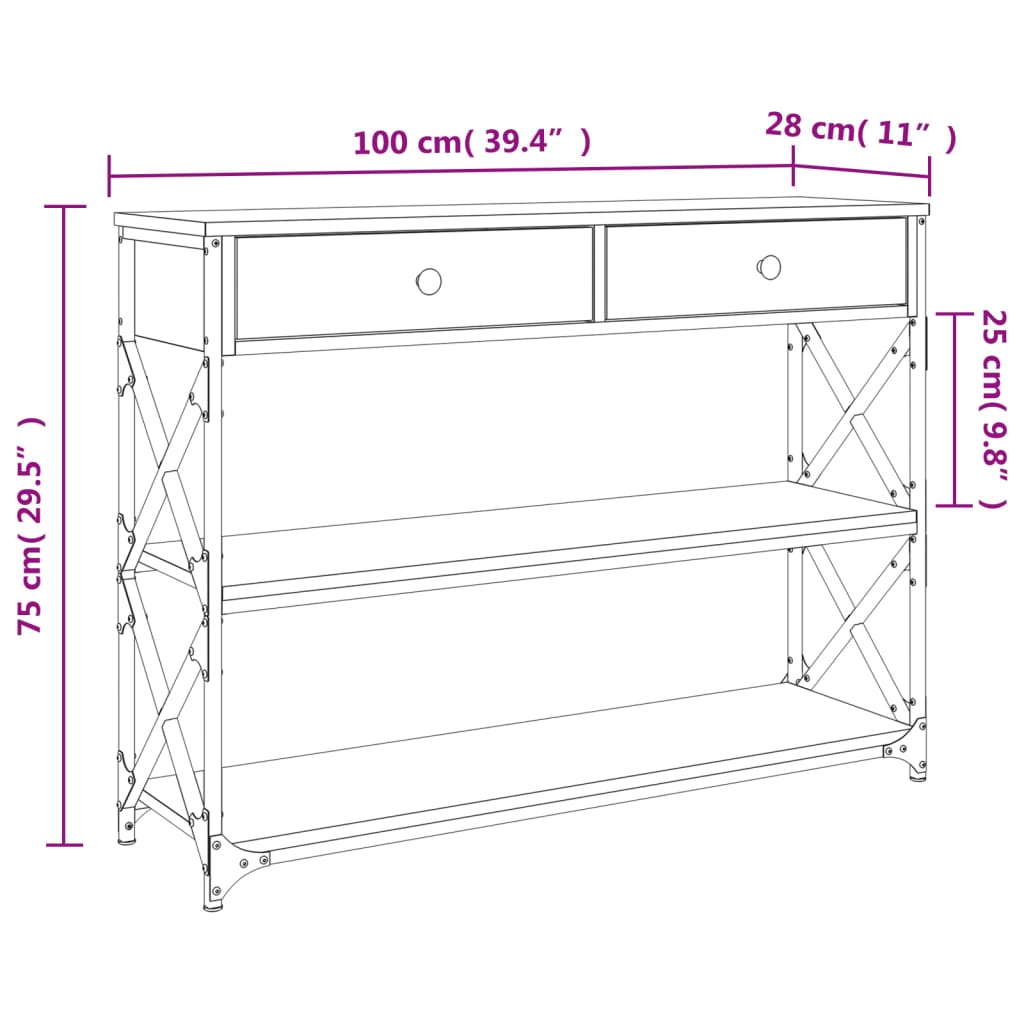 Console Table Sonoma Oak 100cm X-Frame Legs | HomeAndLiving