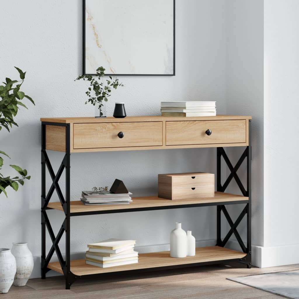 Console Table Sonoma Oak 100cm X-Frame Legs | HomeAndLiving
