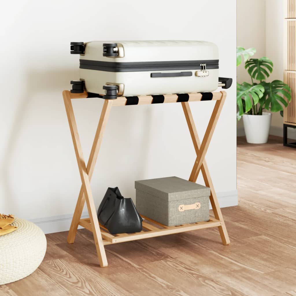 Bamboo Luggage Rack Foldable 2-Shelf | HomeAndLiving