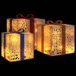 Lighted Christmas Boxes 3 pcs 64 LEDs Warm