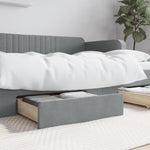 Bed Drawers 2 pcs Light Grey Engineered Wood and Fabric