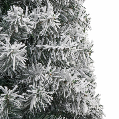 Slim Christmas Tree with Stand and Flocked Snow PVC