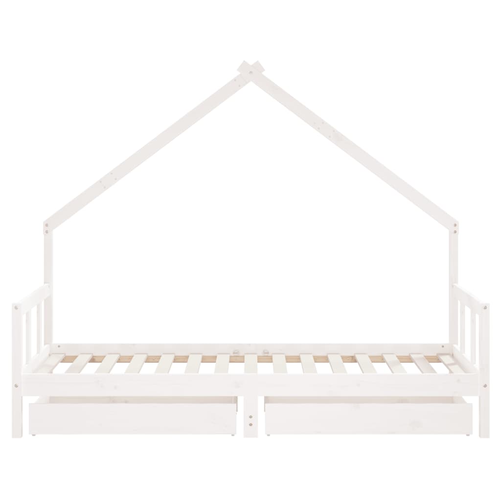 Kids Bed Frame with Drawers Solid Wood Pine