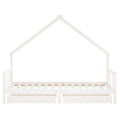 Kids Bed Frame with Drawers Solid Wood Pine